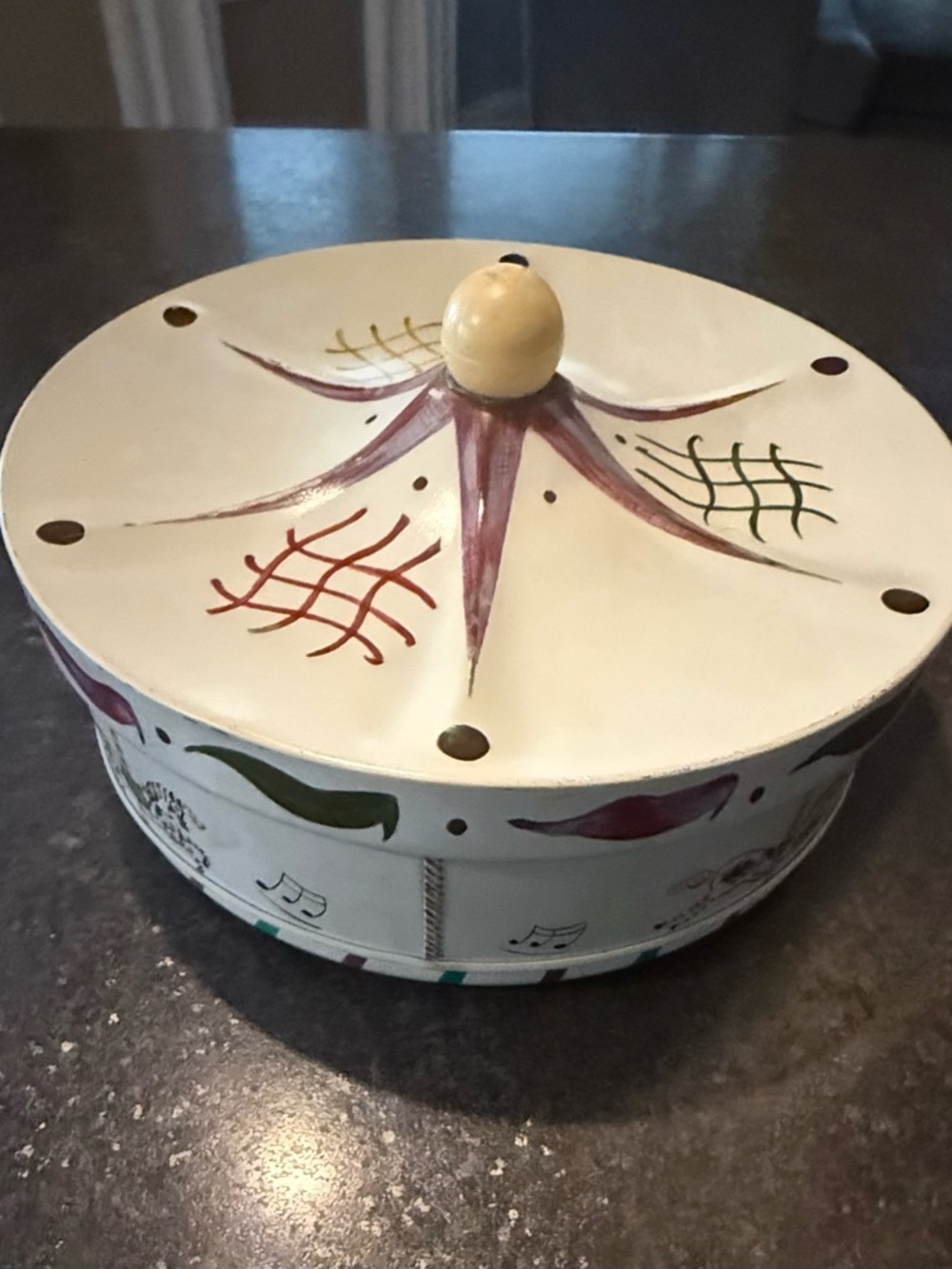 Othr Cream Decorative Painted Ceramic Lidded Box